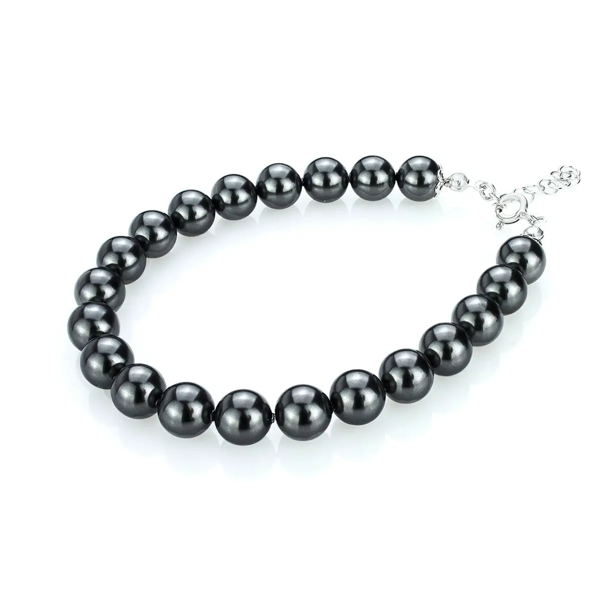 Класическа перлена гривна с перли Сваровски в графитен цвят