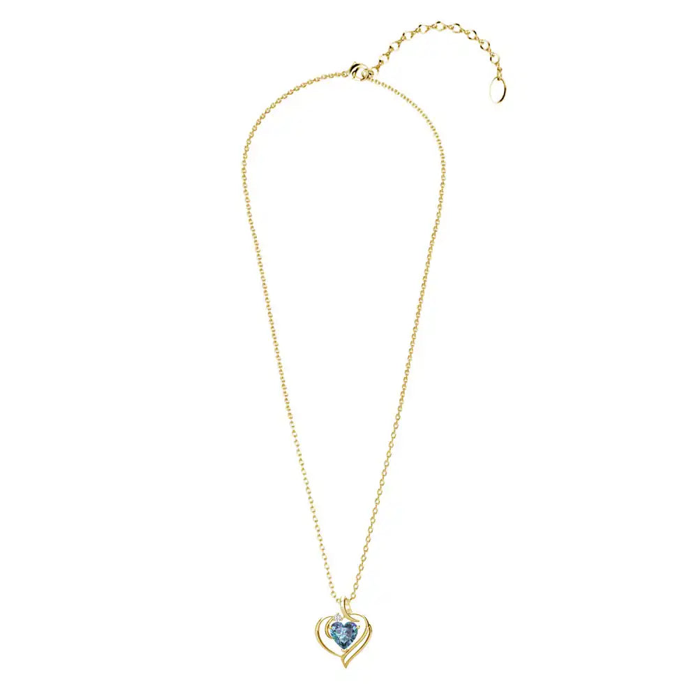 Колие Blue Heart с цветен кристал 18К покритие Бяло злато