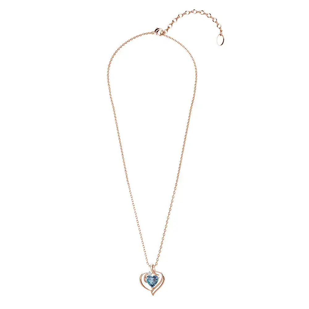 Колие Blue Heart с цветен кристал 18К покритие Бяло злато
