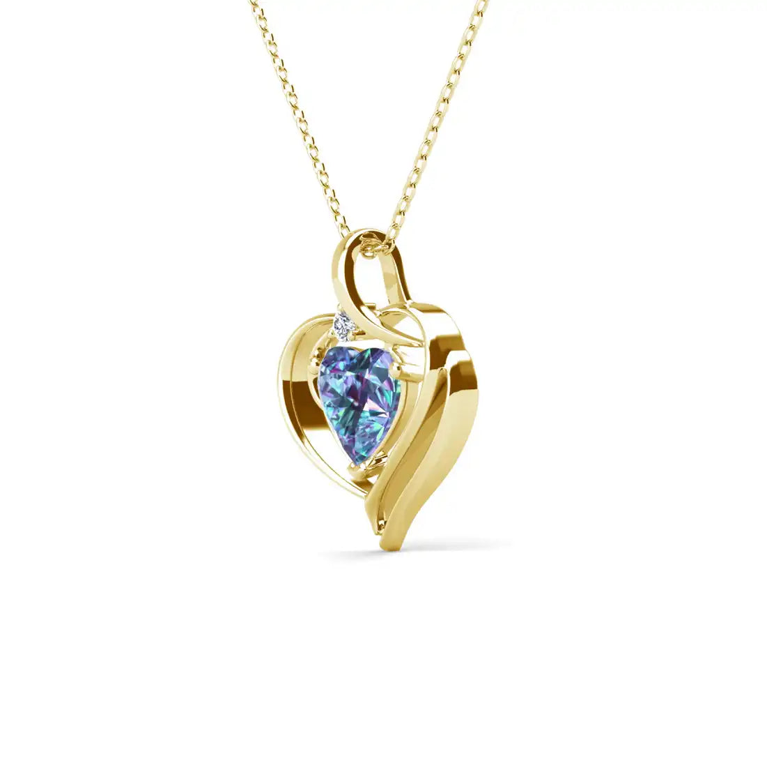 Колие Blue Heart с цветен кристал 18К покритие Бяло злато