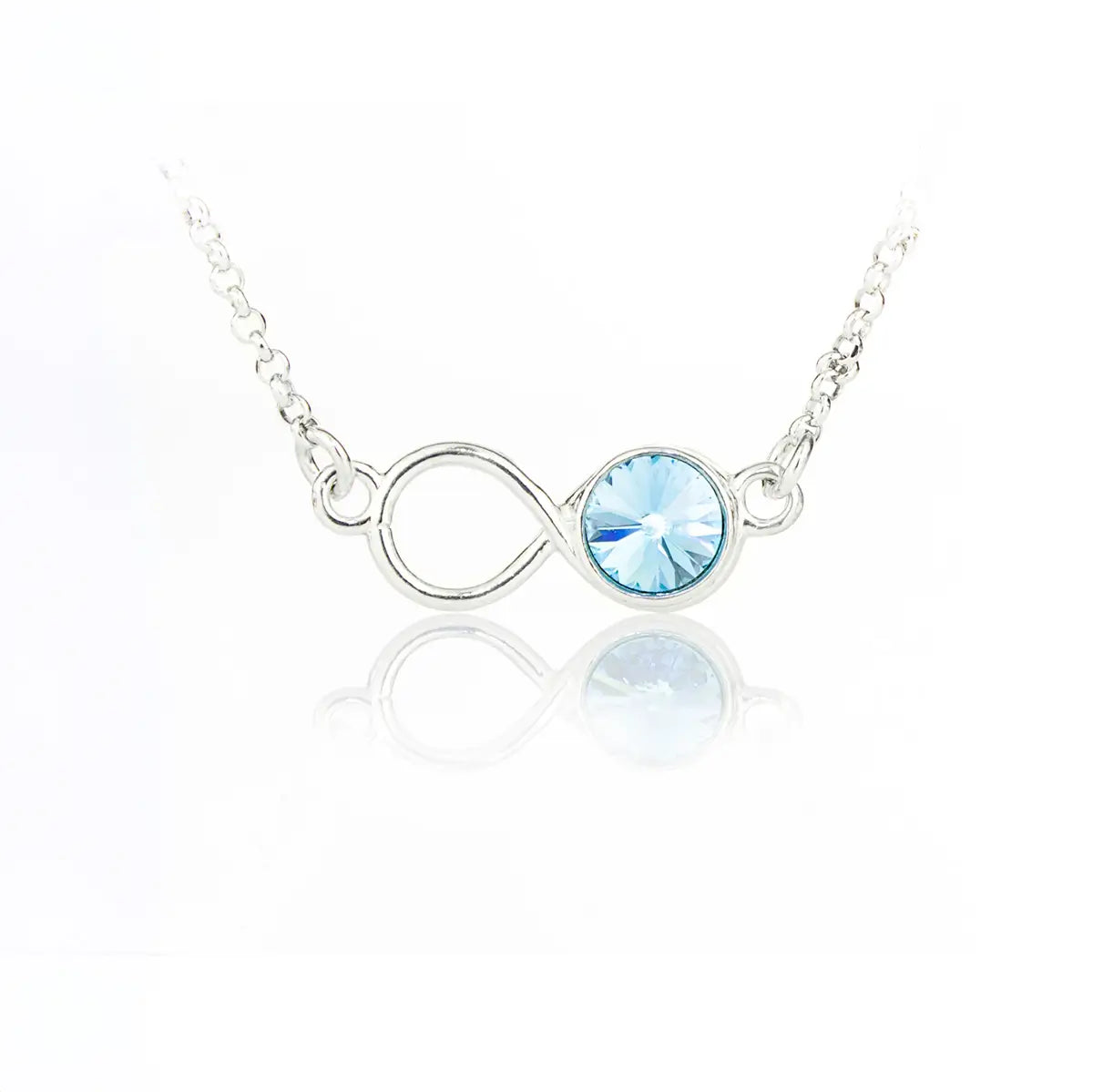 Колие Инфинити с небесно син кристал