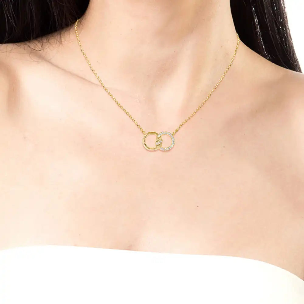 Колие Linked Rings Necklace с кристали  Актуален дизайн