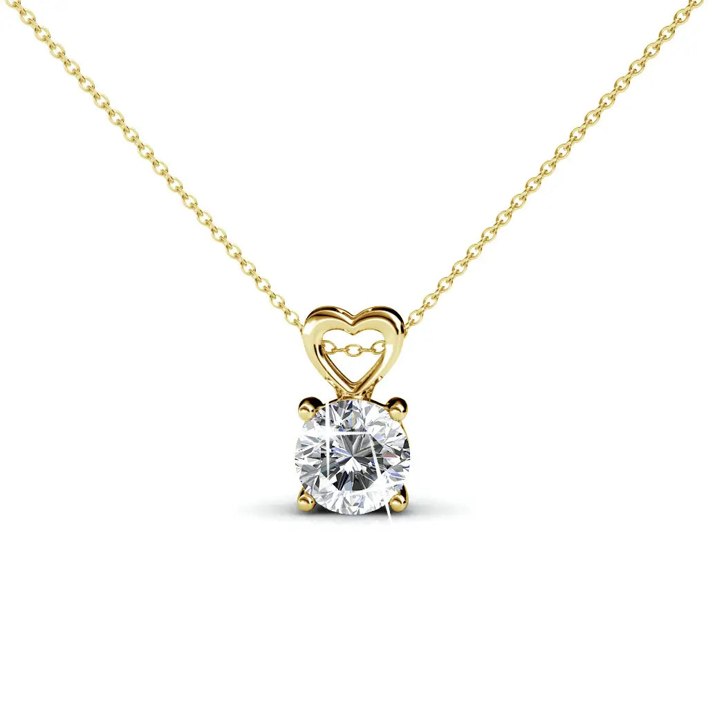 Колие с бляскав кристал 18К покритие от Бяло Злато