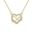 колие с кристали Сваровски ъв формата на сърце с безкрайност. 18К покритие злато