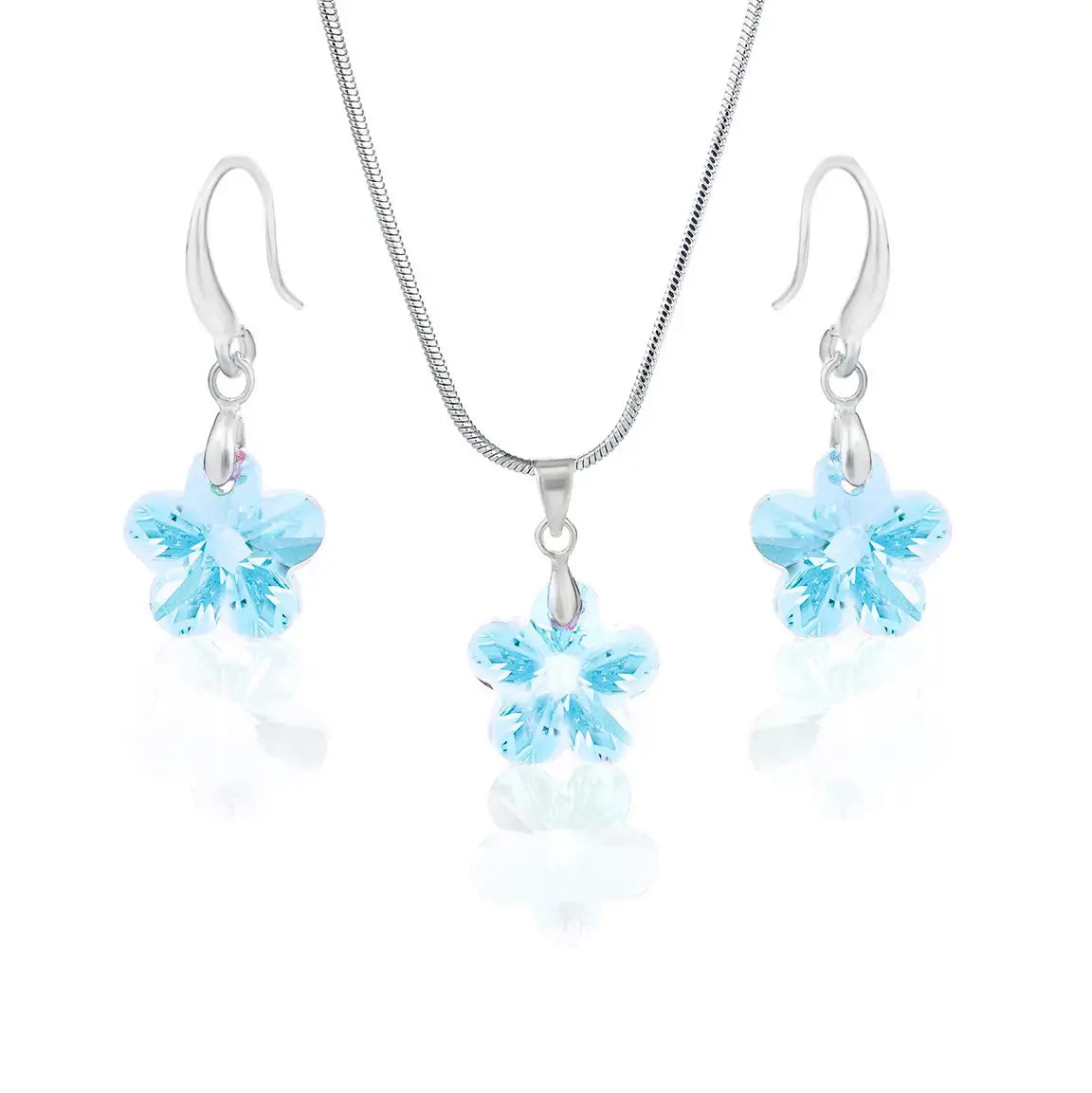 Колие с обици Цвете с австрийски кристали