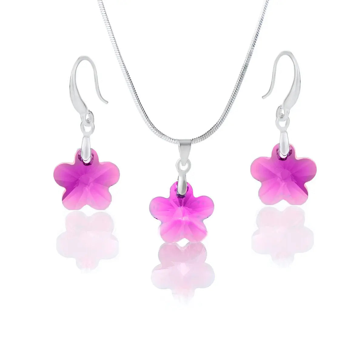 Колие с обици Цвете с австрийски кристали