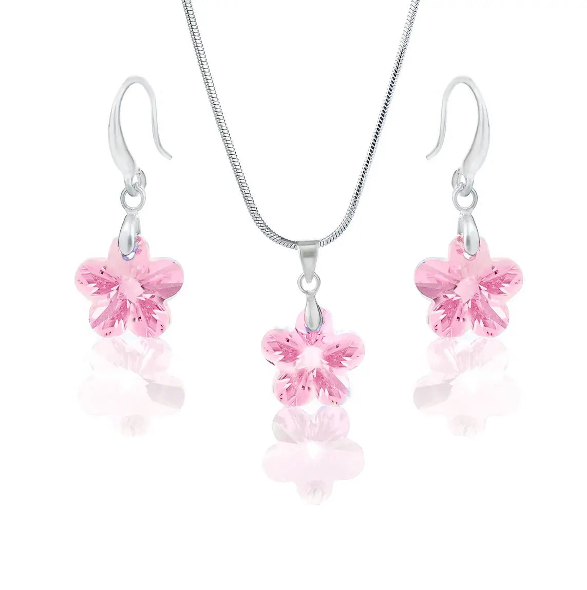 Колие с обици Цвете с австрийски кристали