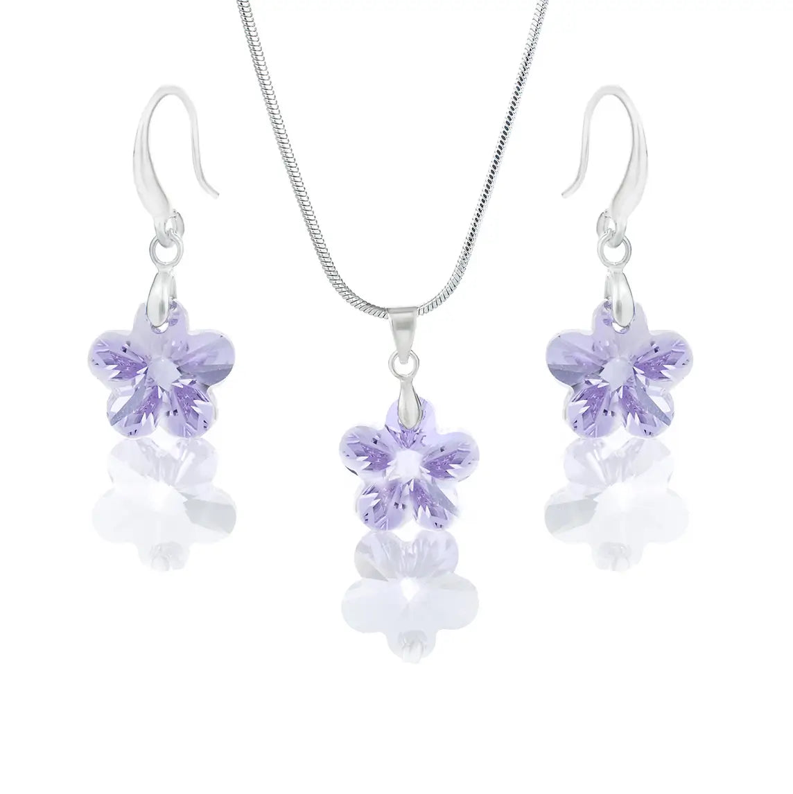 Колие с обици Цвете с австрийски кристали