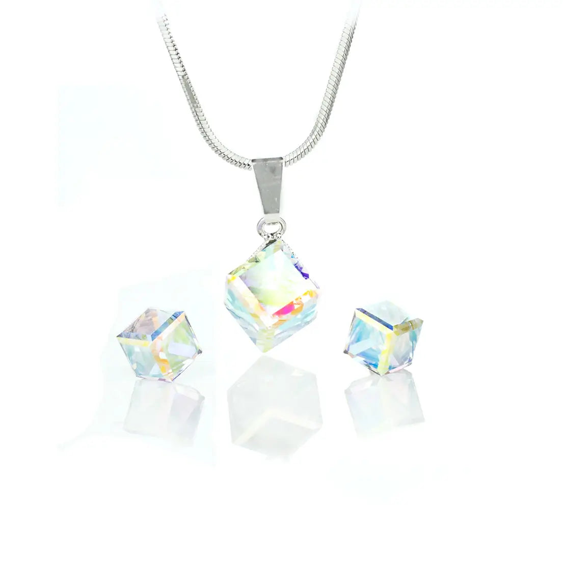 Колие с обици Кристално Кубче