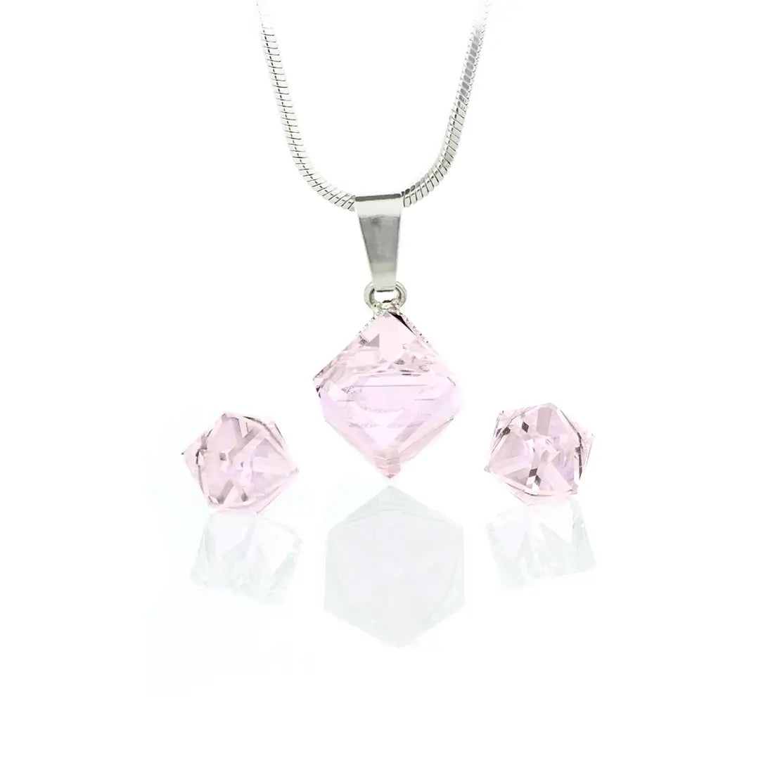 Колие с обици Кристално Кубче