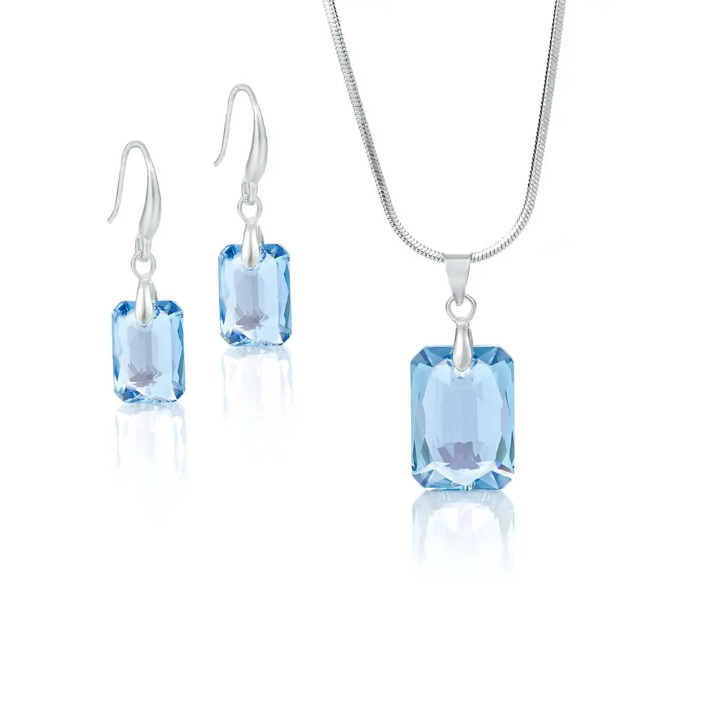 Кoлие с обици Rectangle Crystal Set с австрийски кристали