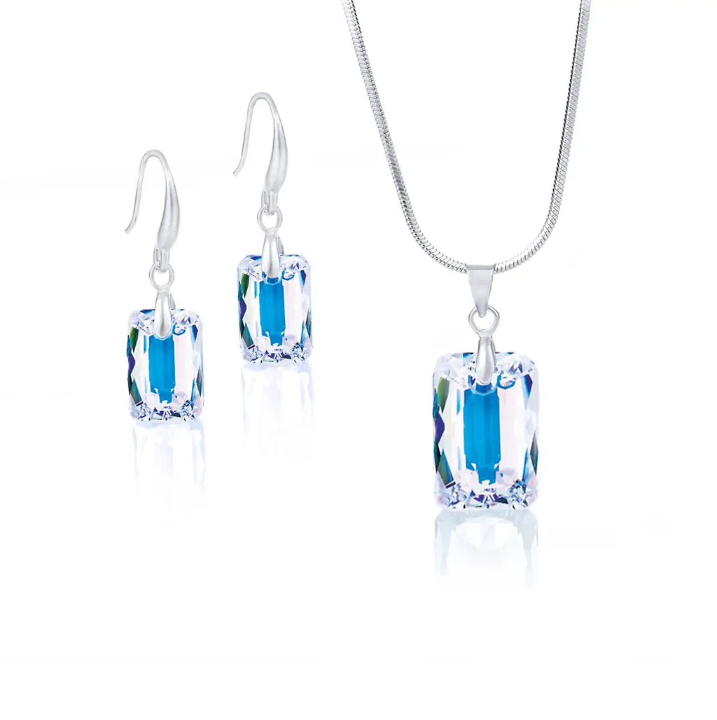 Кoлие с обици Rectangle Crystal Set с австрийски кристали