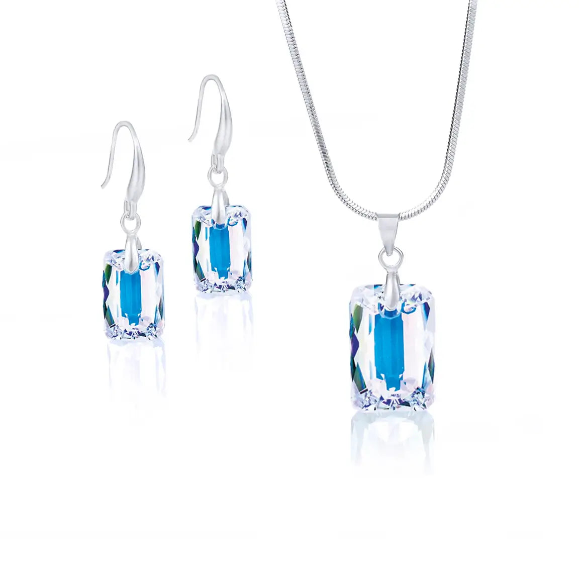 Кoлие с обици Rectangle Crystal Set с австрийски кристали