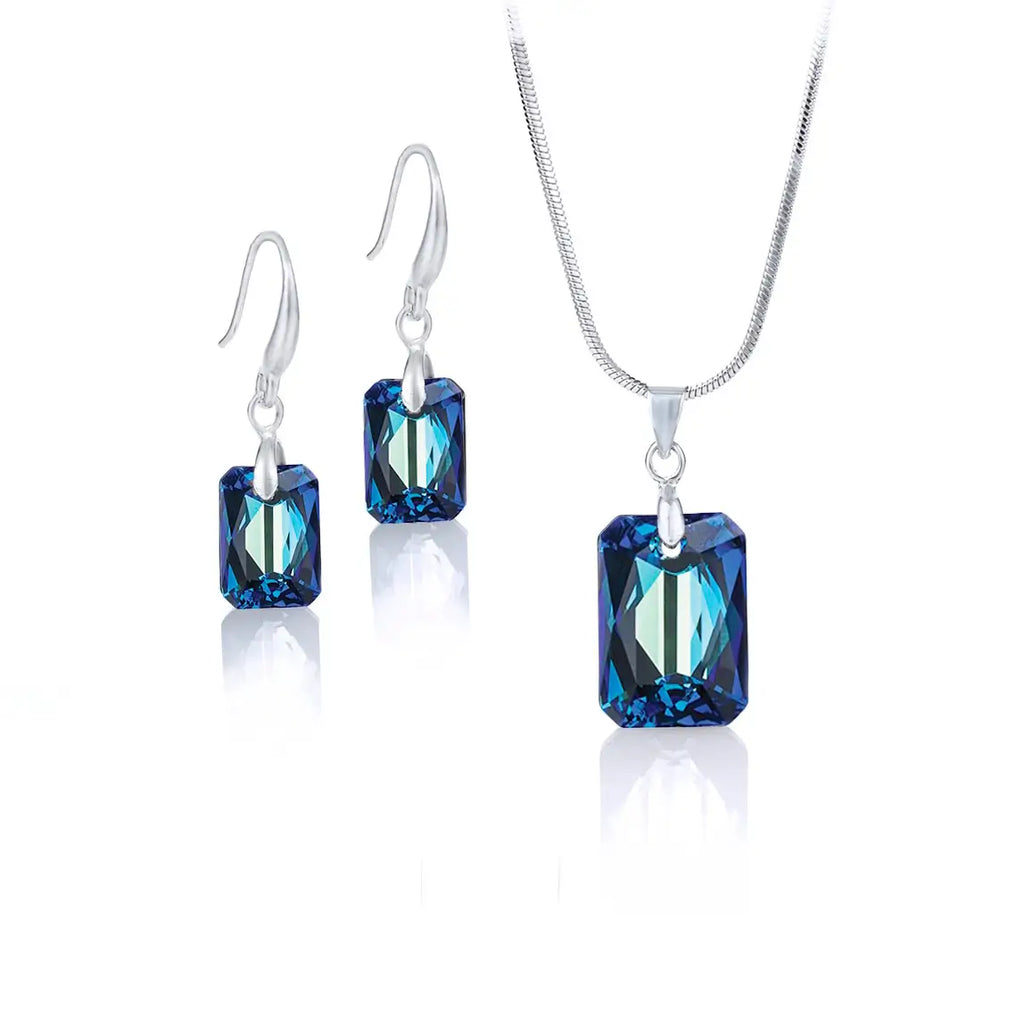 Кoлие с обици Rectangle Crystal Set с австрийски кристали