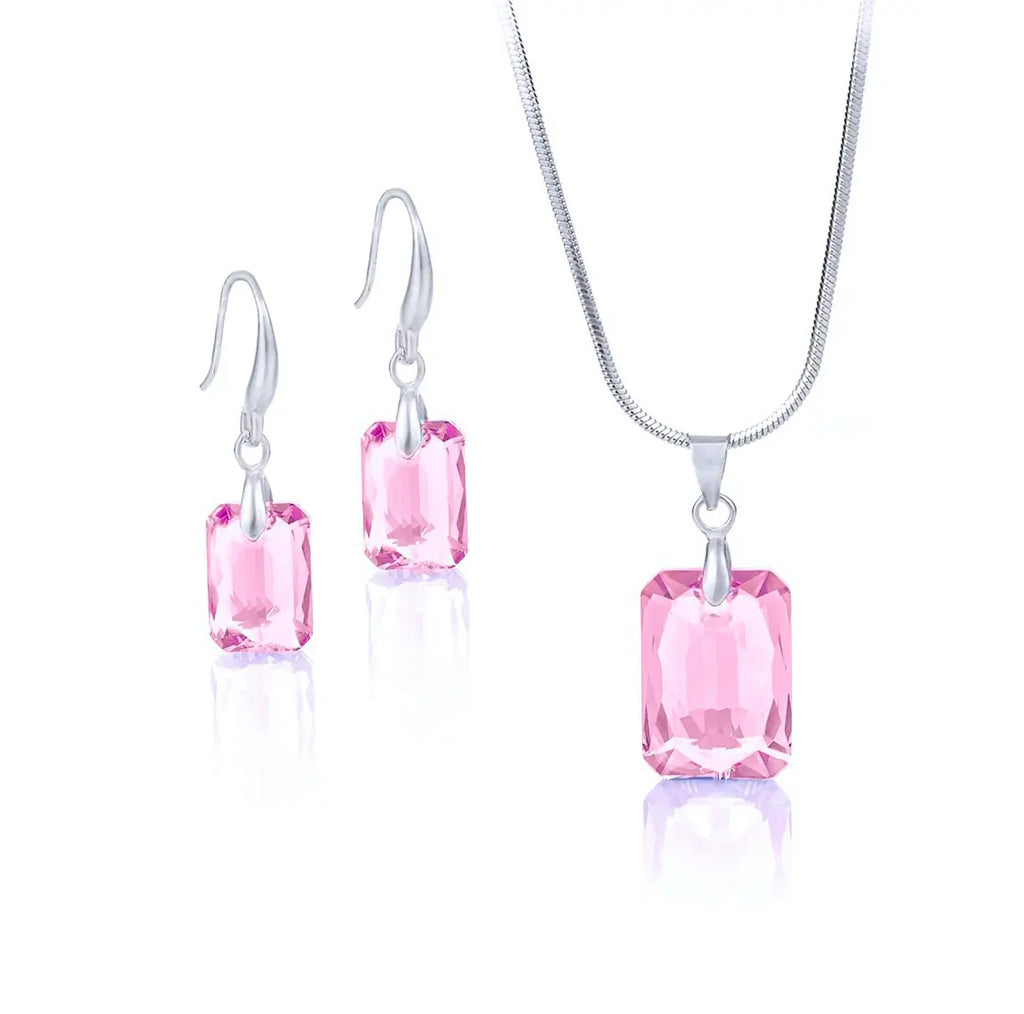 Кoлие с обици Rectangle Crystal Set с австрийски кристали