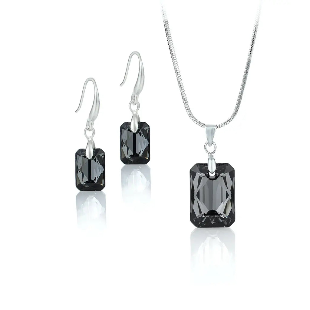 Кoлие с обици Rectangle Crystal Set с австрийски кристали