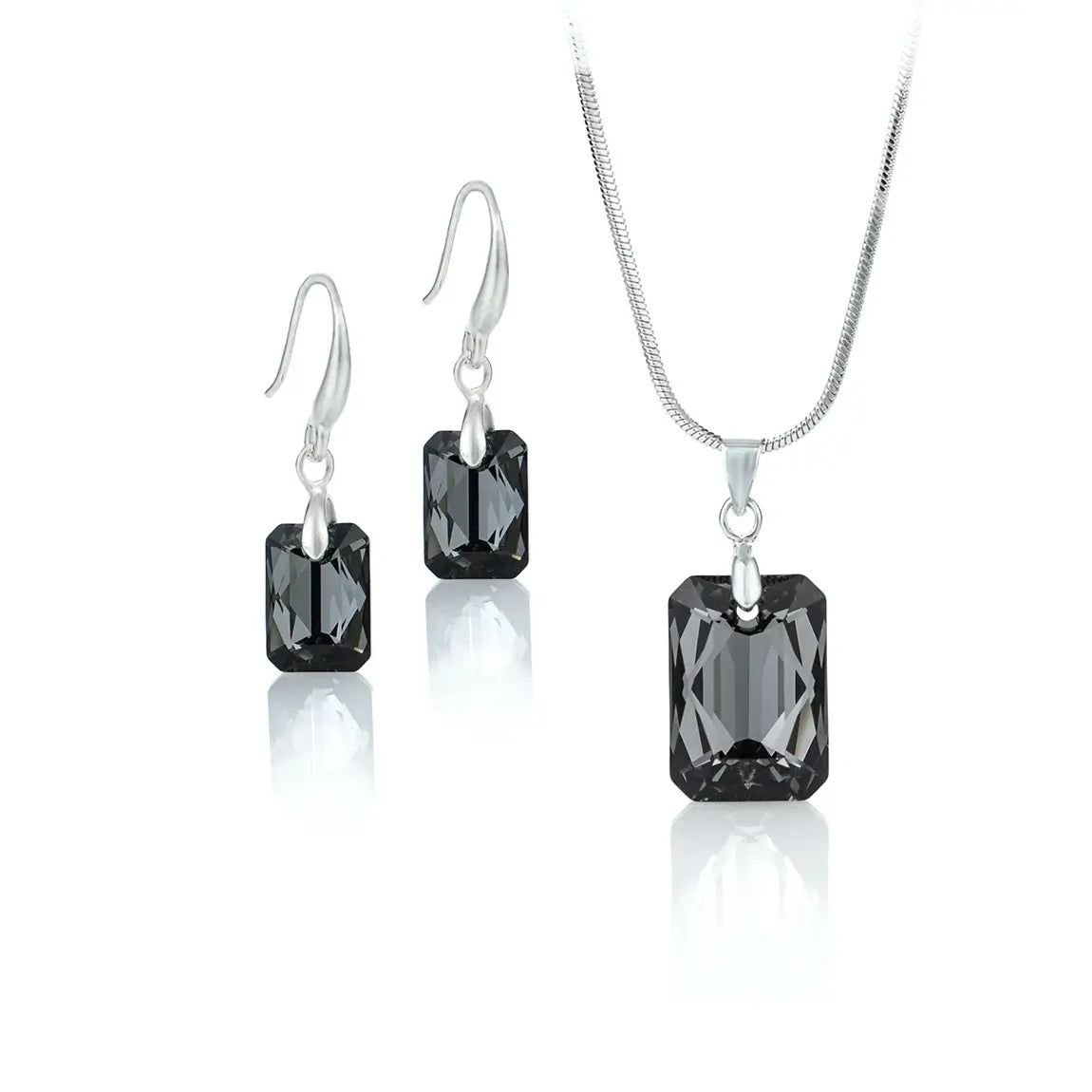 Кoлие с обици Rectangle Crystal Set с австрийски кристали