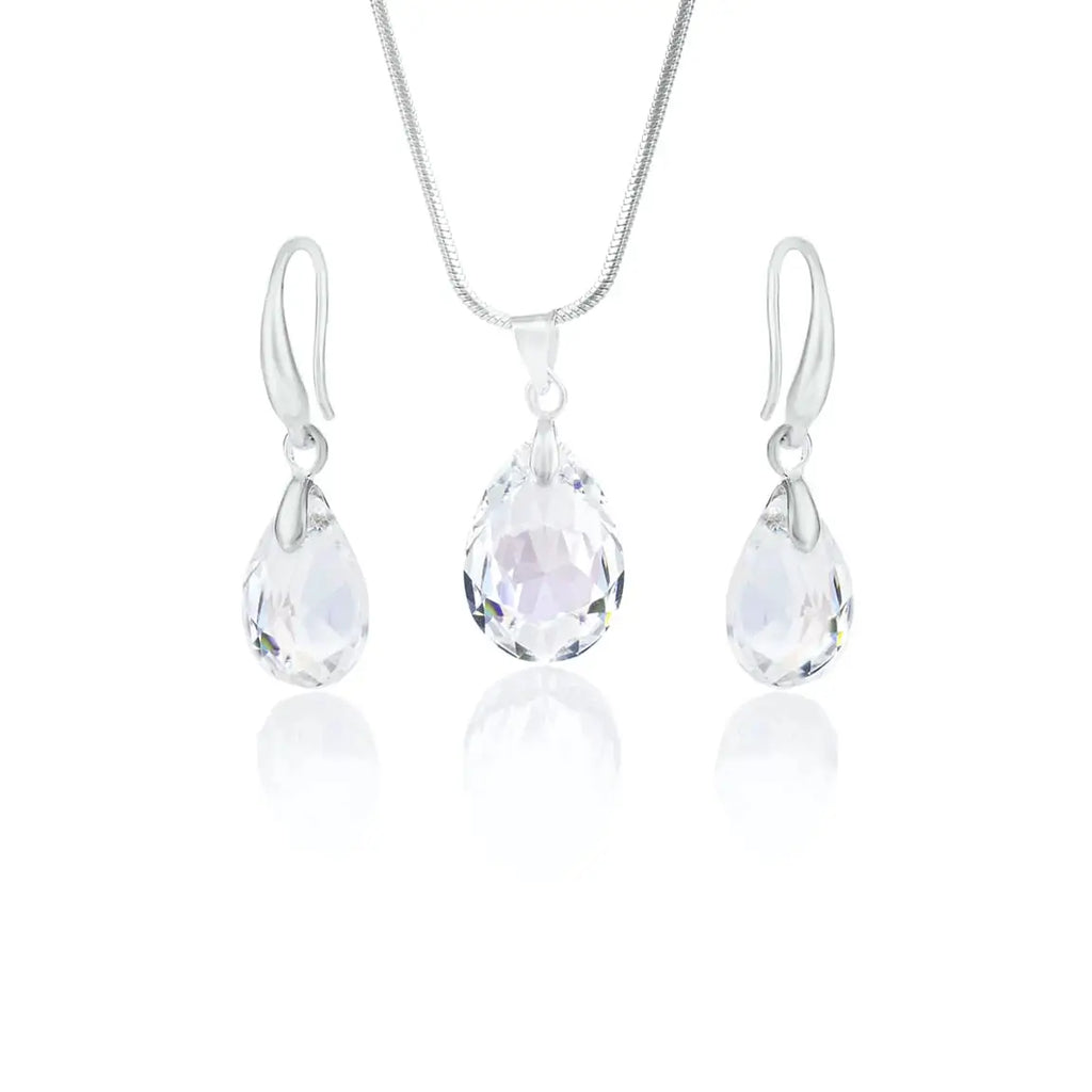 Колие с обици с австрийски кристали Pear Shape Jewellery Set