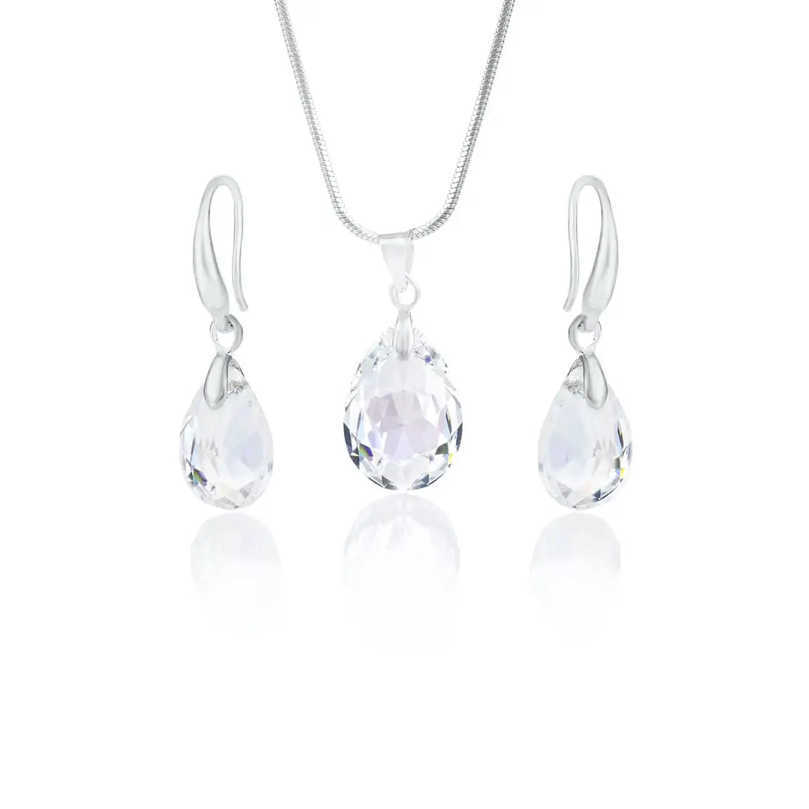 Колие с обици с австрийски кристали Pear Shape Jewellery Set