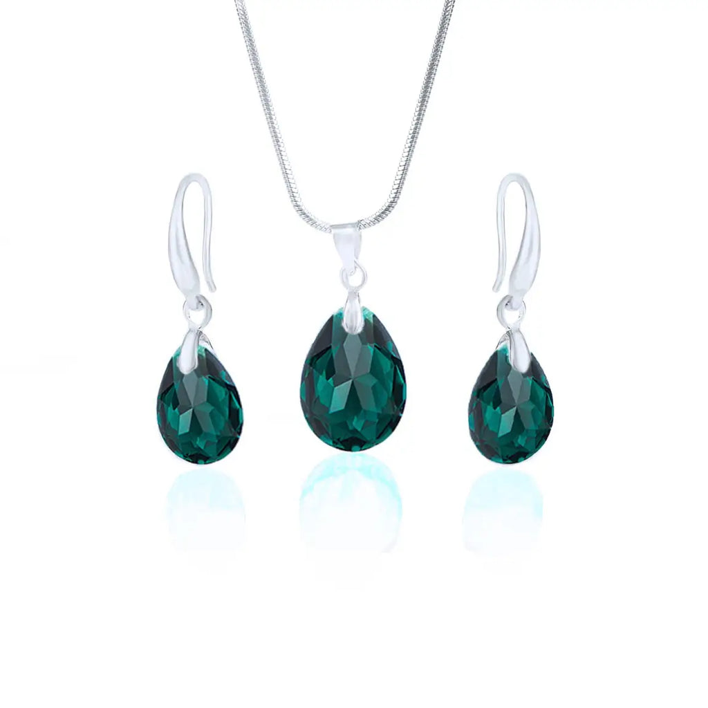 Колие с обици с австрийски кристали Pear Shape Jewellery Set