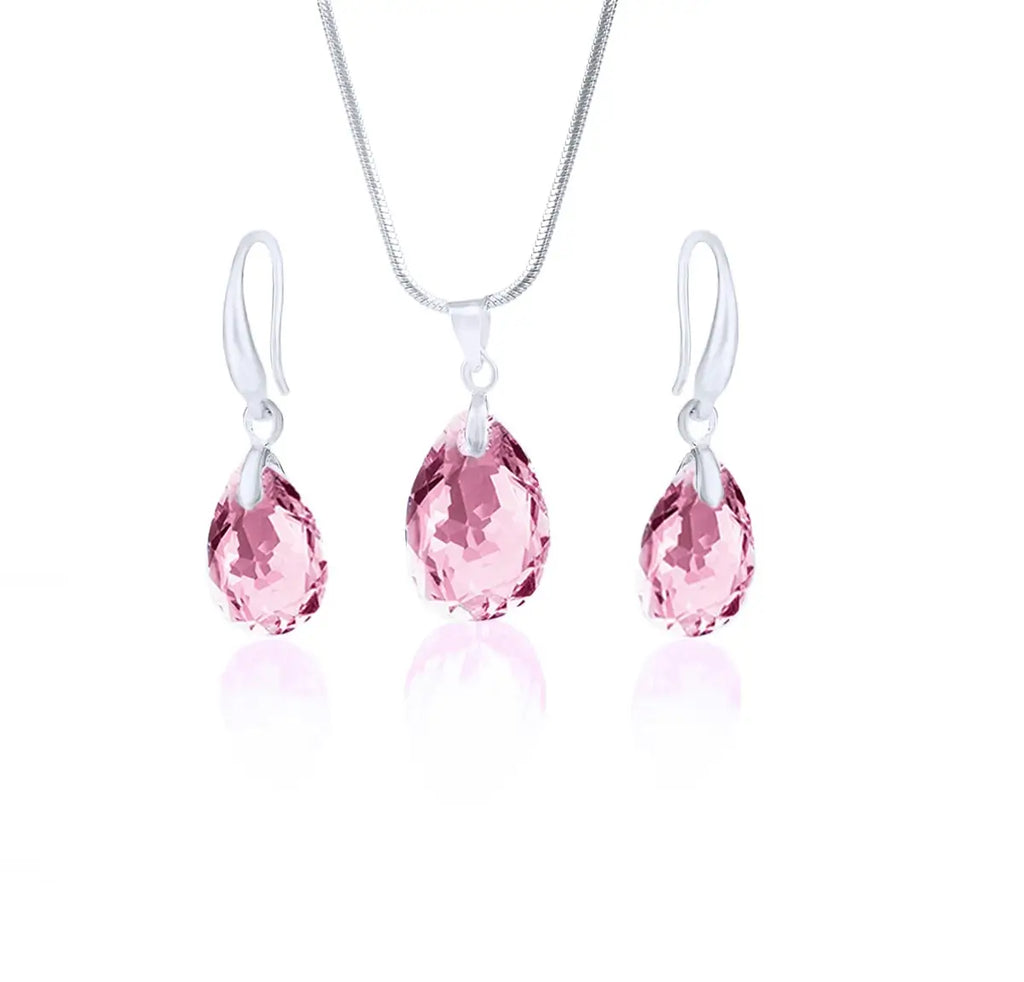 Колие с обици с австрийски кристали Pear Shape Jewellery Set