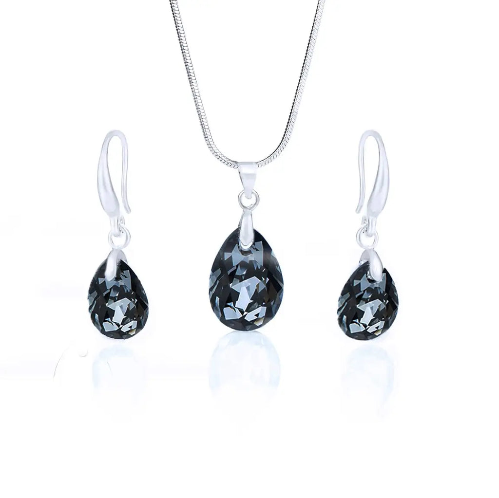 Колие с обици с австрийски кристали Pear Shape Jewellery Set