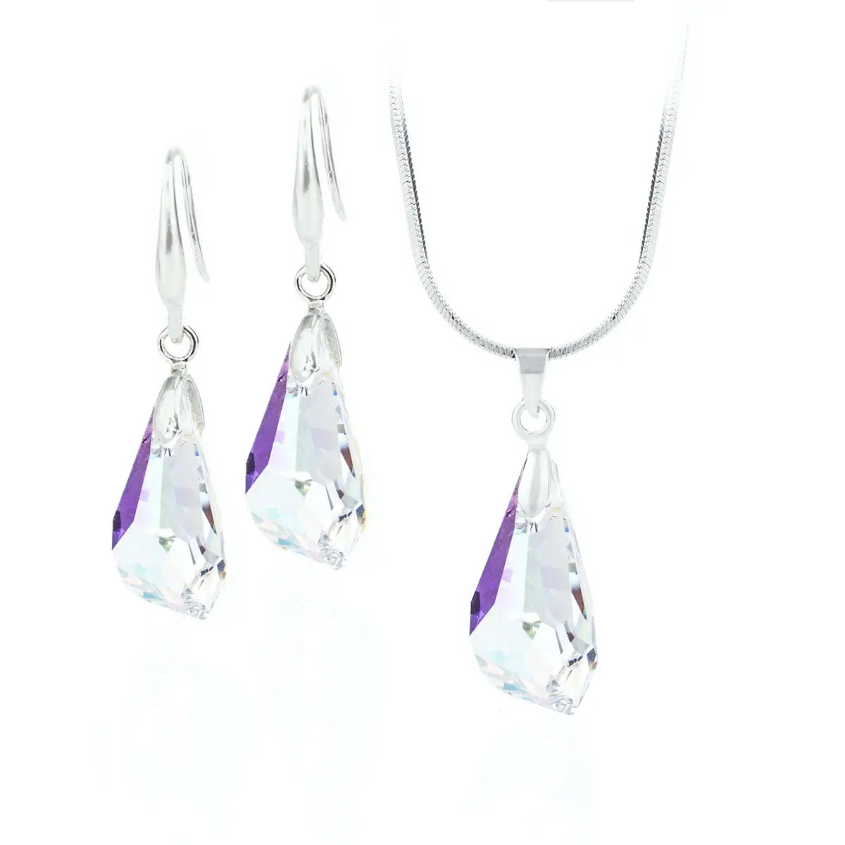 Колие и обици в цвят Aurore Boreale с кристали Сваровски 