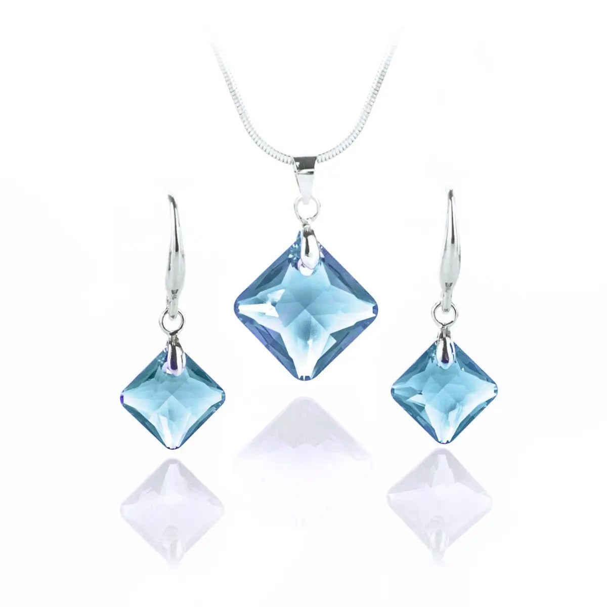 Дамско колие с обици Square Crystal Set с премиум австрийски кристали