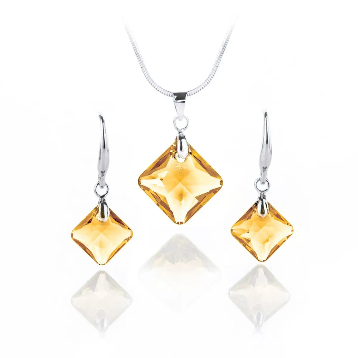 Дамско колие с обици Square Crystal Set с премиум австрийски кристали