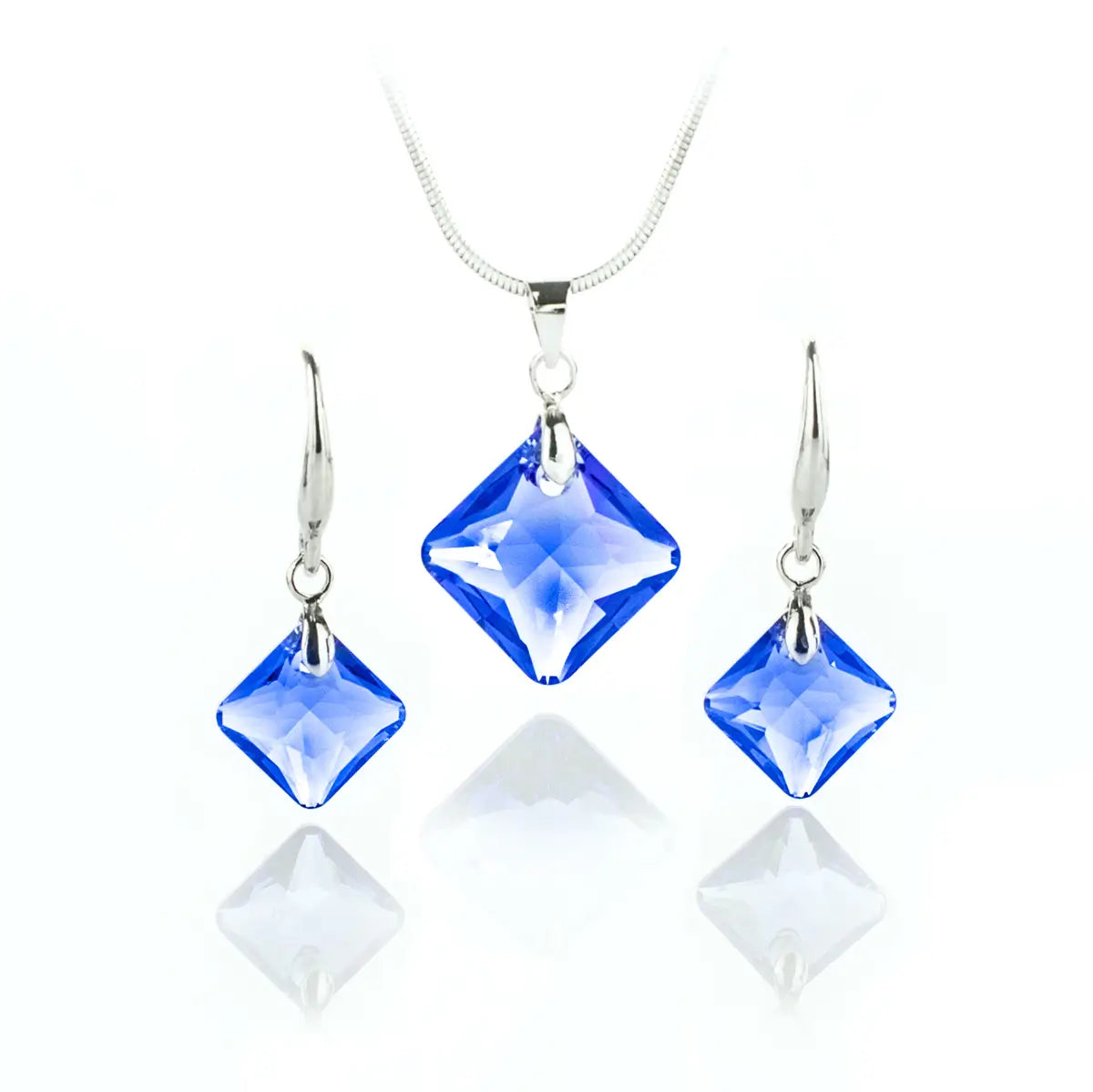 Дамско колие с обици Square Crystal Set с премиум австрийски кристали