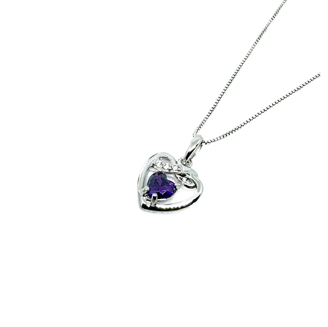 Колие със синтетичен Александрит Heart Glow Сребро 925