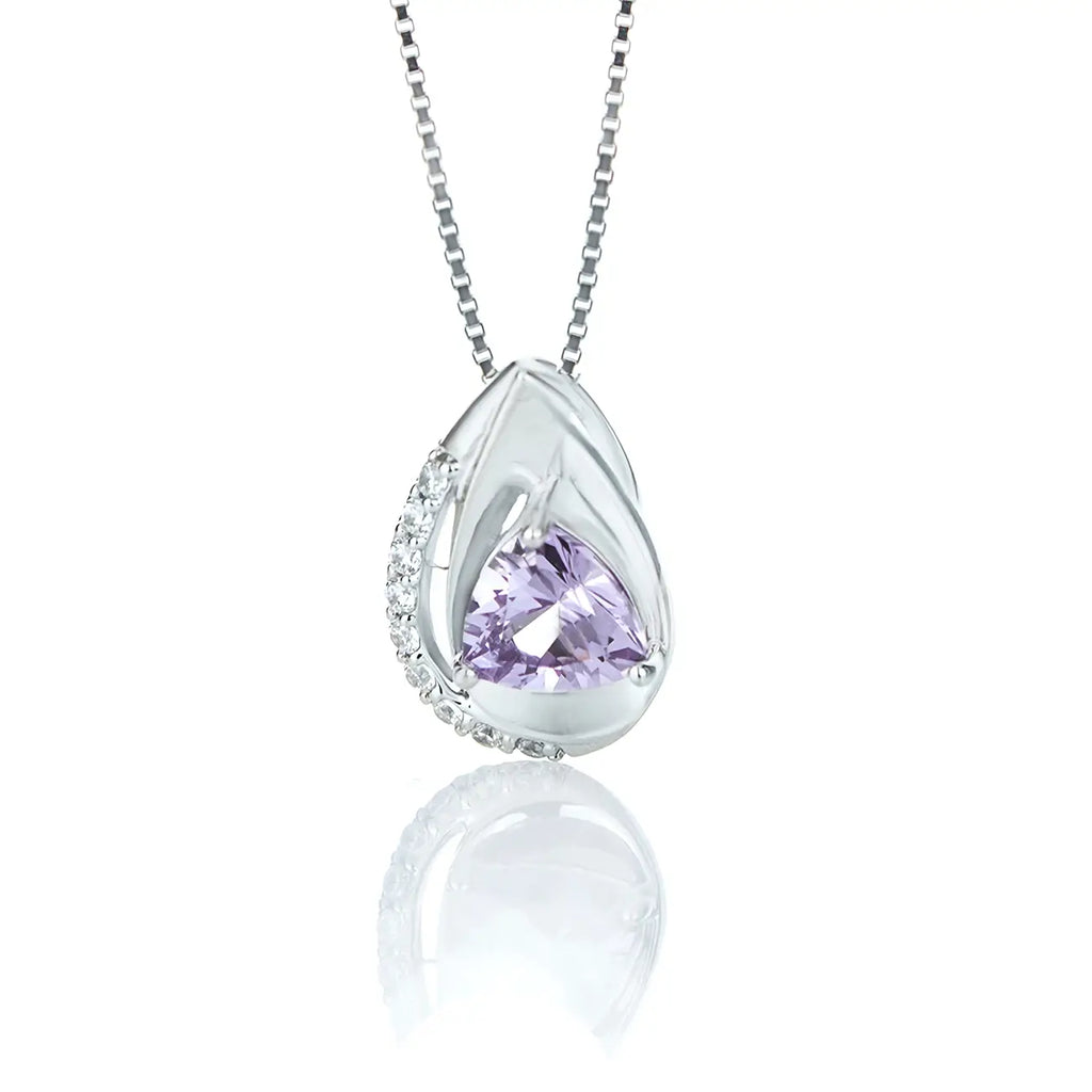 Колие със синтетичен александрити т сребро с нежен лилав блясък