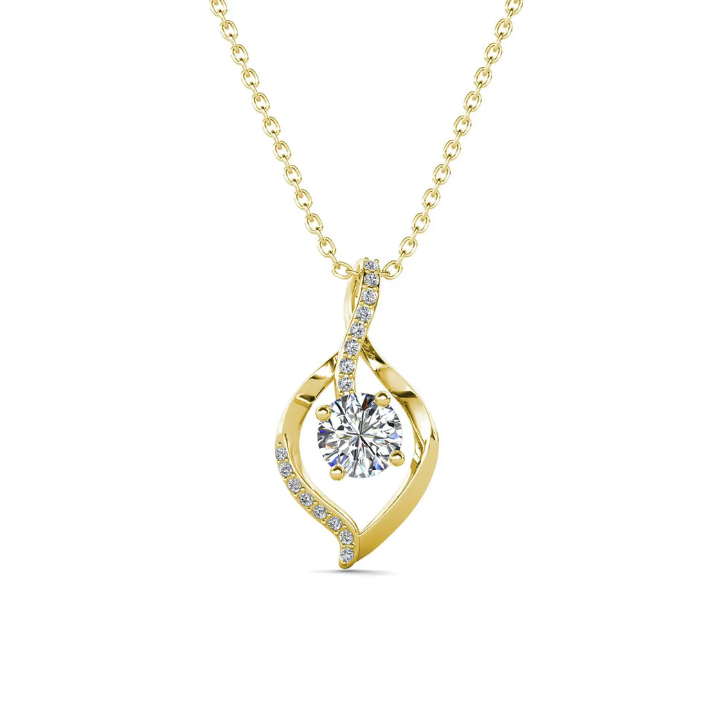 Колие Leaf Shine 18K покритие Розово Злато и австрийски кристали