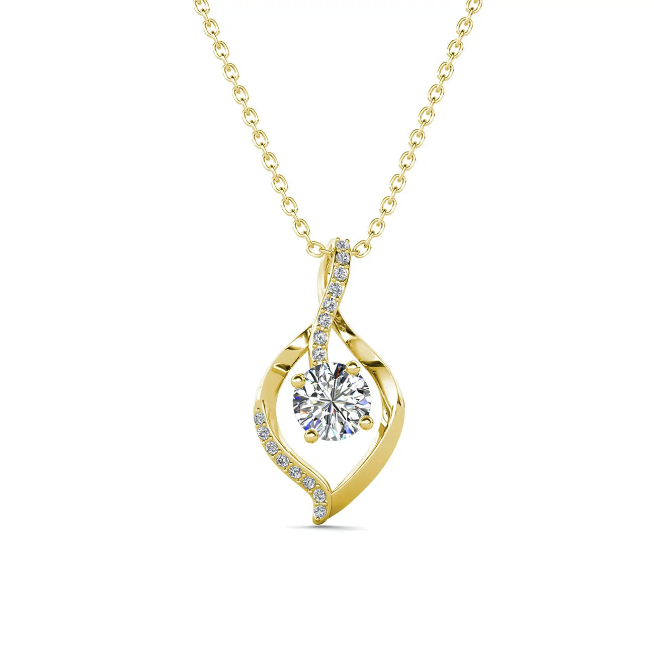 Колие Leaf Shine 18K покритие Розово Злато и австрийски кристали