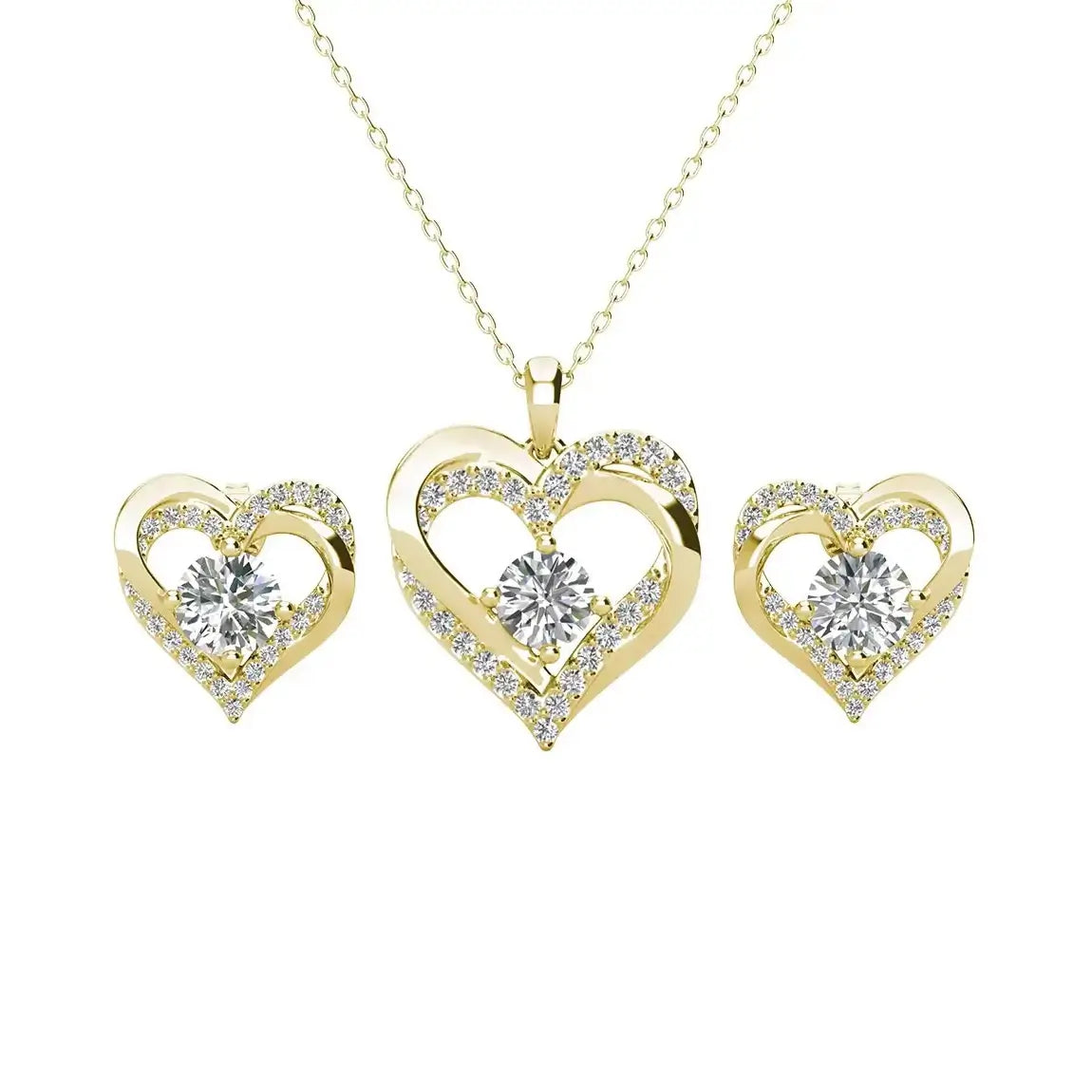 Комплект бижута  Eternal Hearts Колие и обеци с кристали