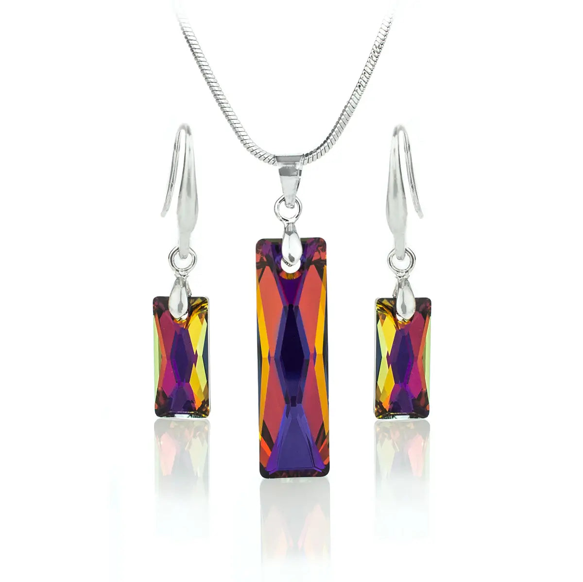 Комплект бижута във вулканични ярки тонове с кристали Сваровски