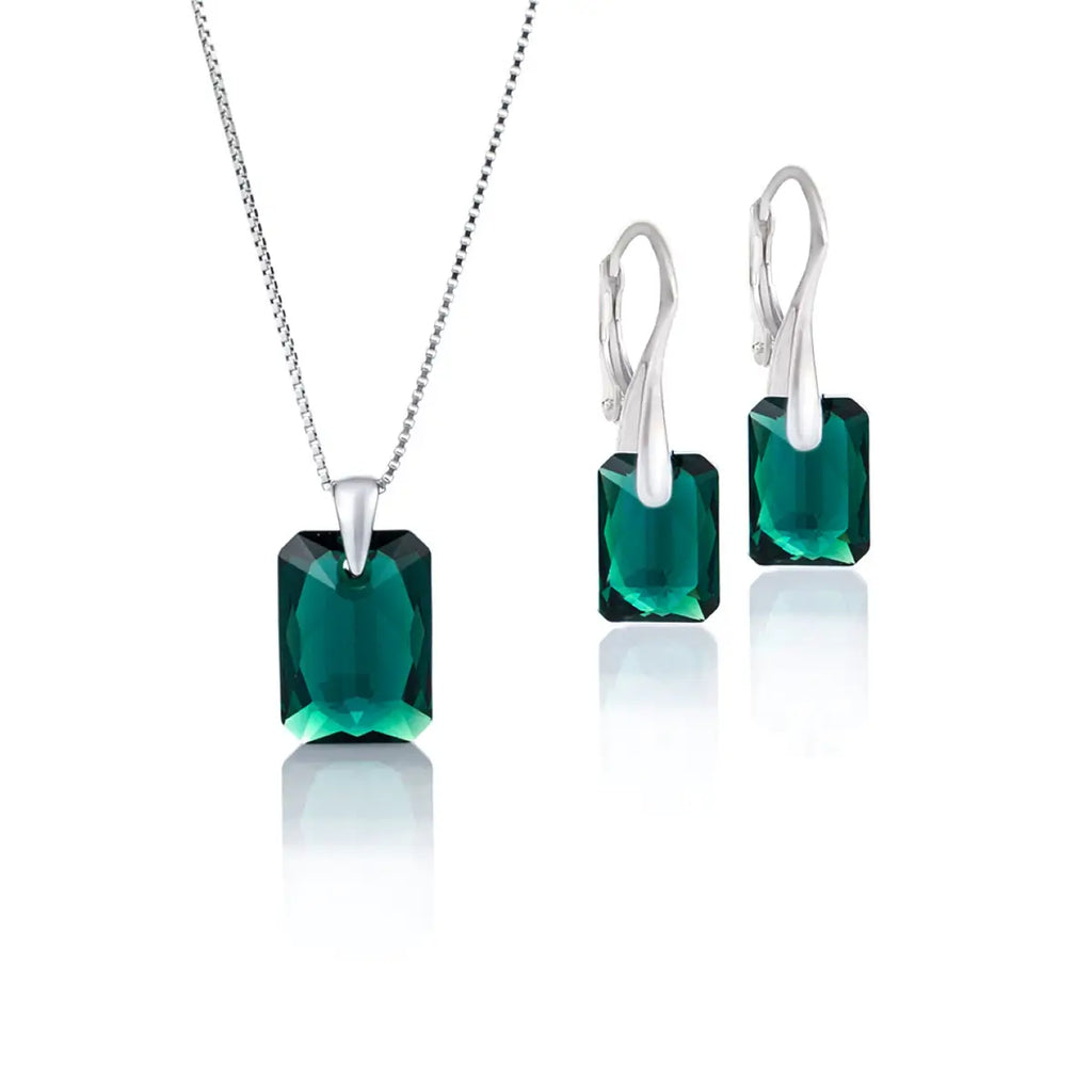 Комплект Infinity Rectangle Set Сребро 925 и австрийски кристали