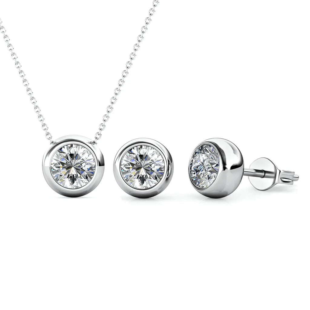 Комплект Pure Elegance Kолие и обеци с австрийски кристали 18K златно покритие