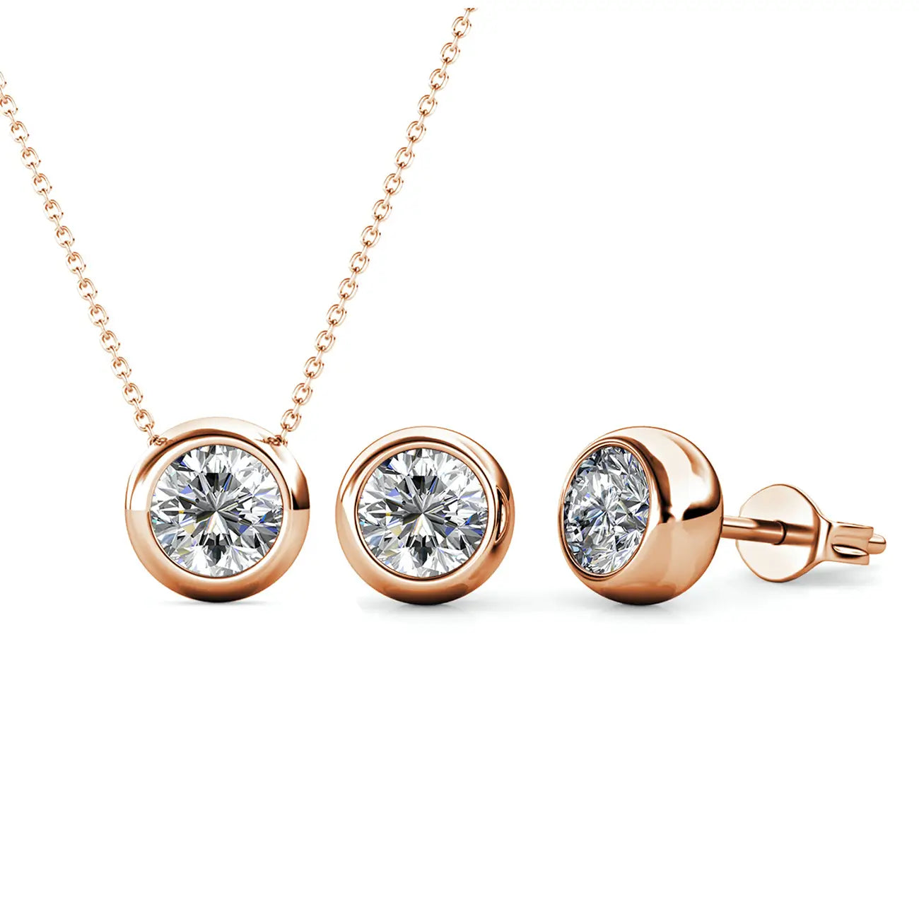 Комплект Pure Elegance Kолие и обеци с австрийски кристали 18K златно покритие