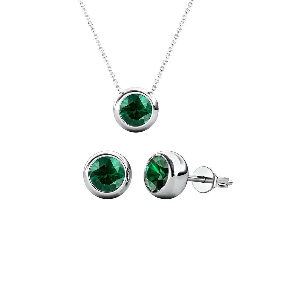 Комплект Pure Elegance Kолие и обеци с австрийски кристали 18K златно покритие
