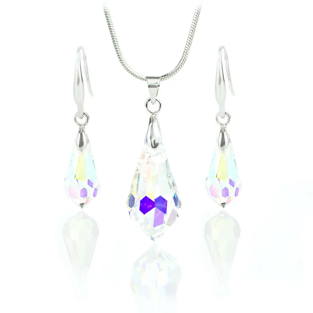 Кристален комплект бижута Tear Drop Колие с обици