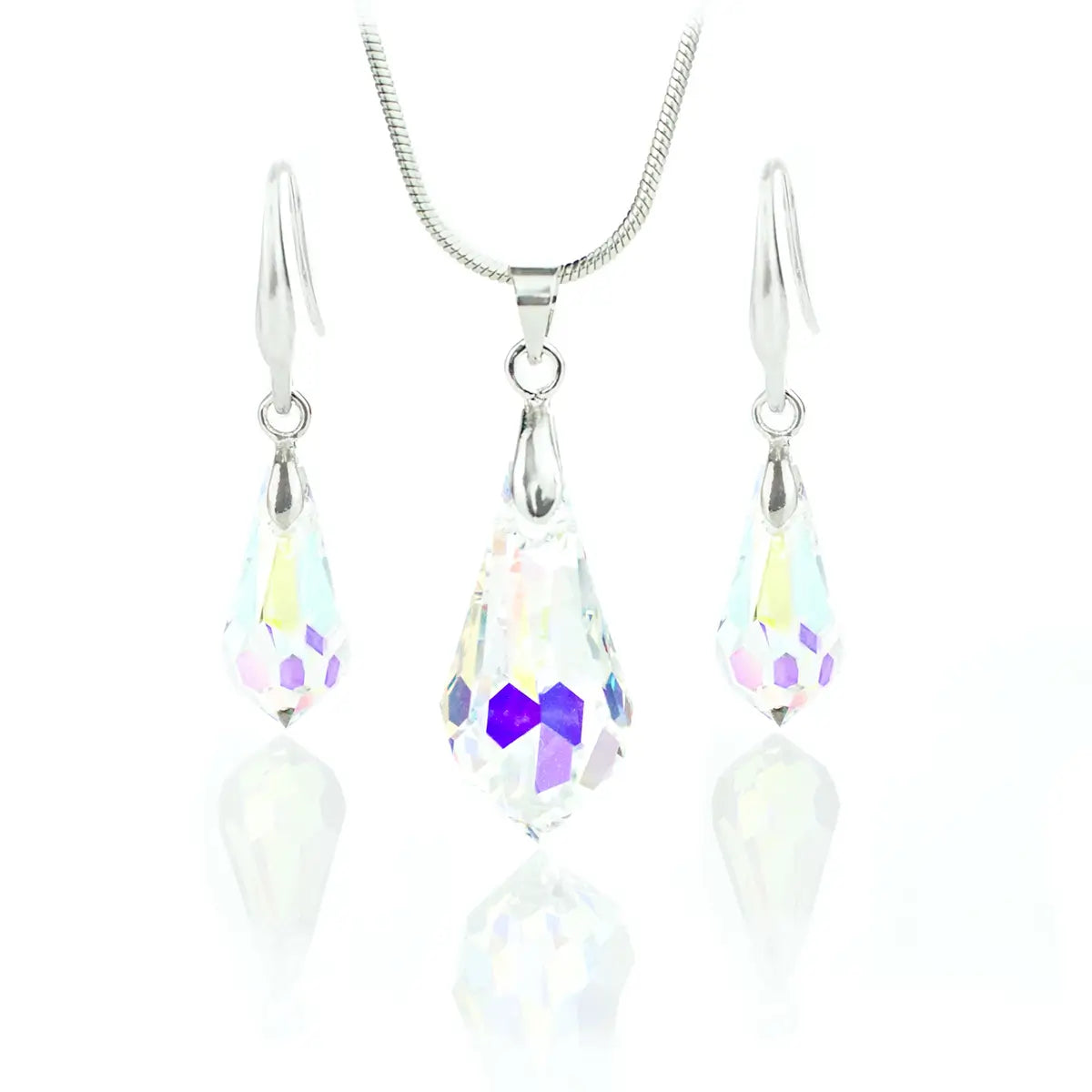 Кристален комплект бижута Tear Drop Колие с обици