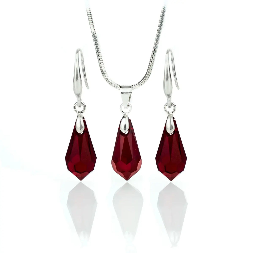Кристален комплект бижута Tear Drop Колие с обици