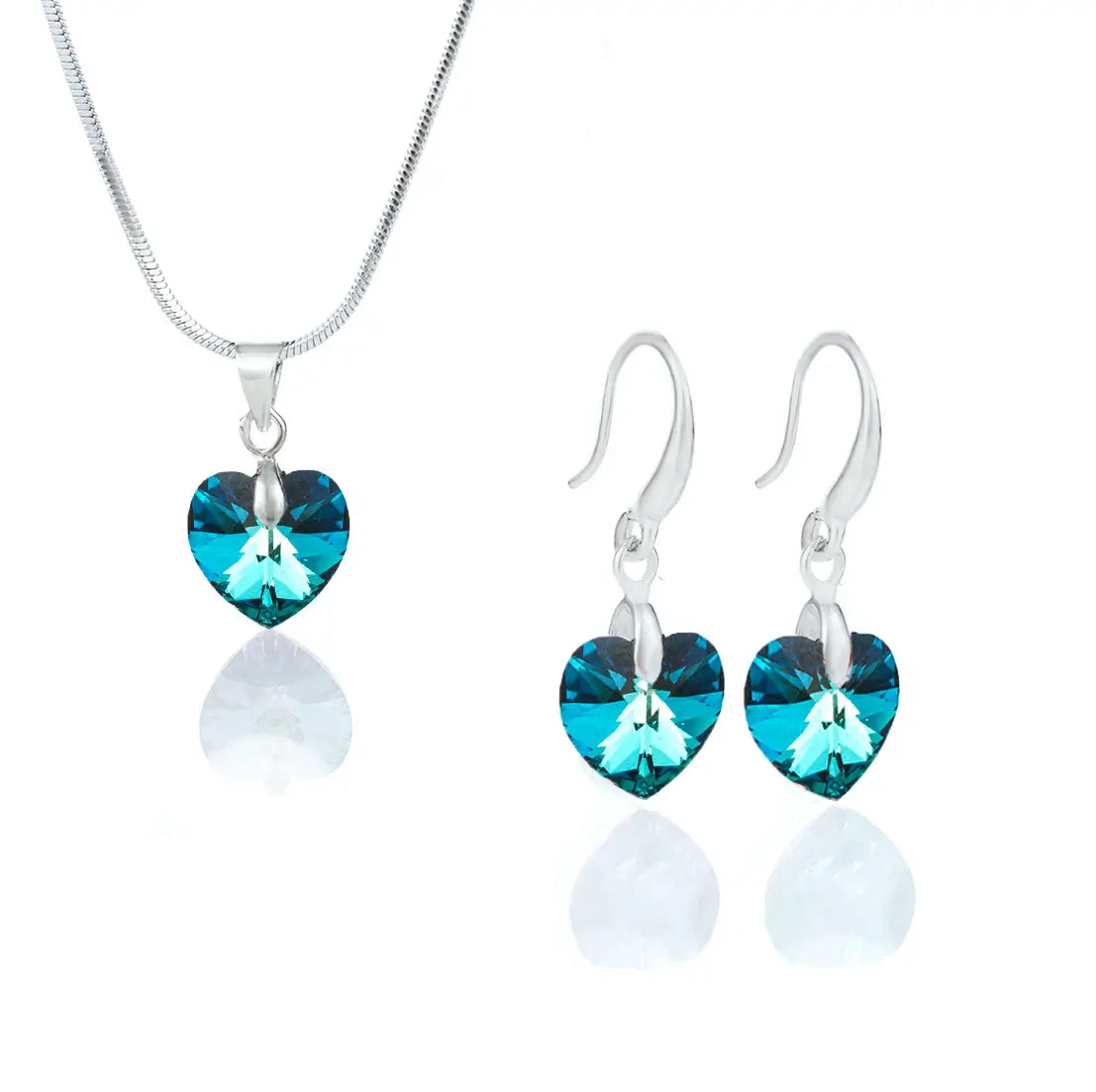 Кристален сет Сърца с австрийски кристали колие с обици 3  размера