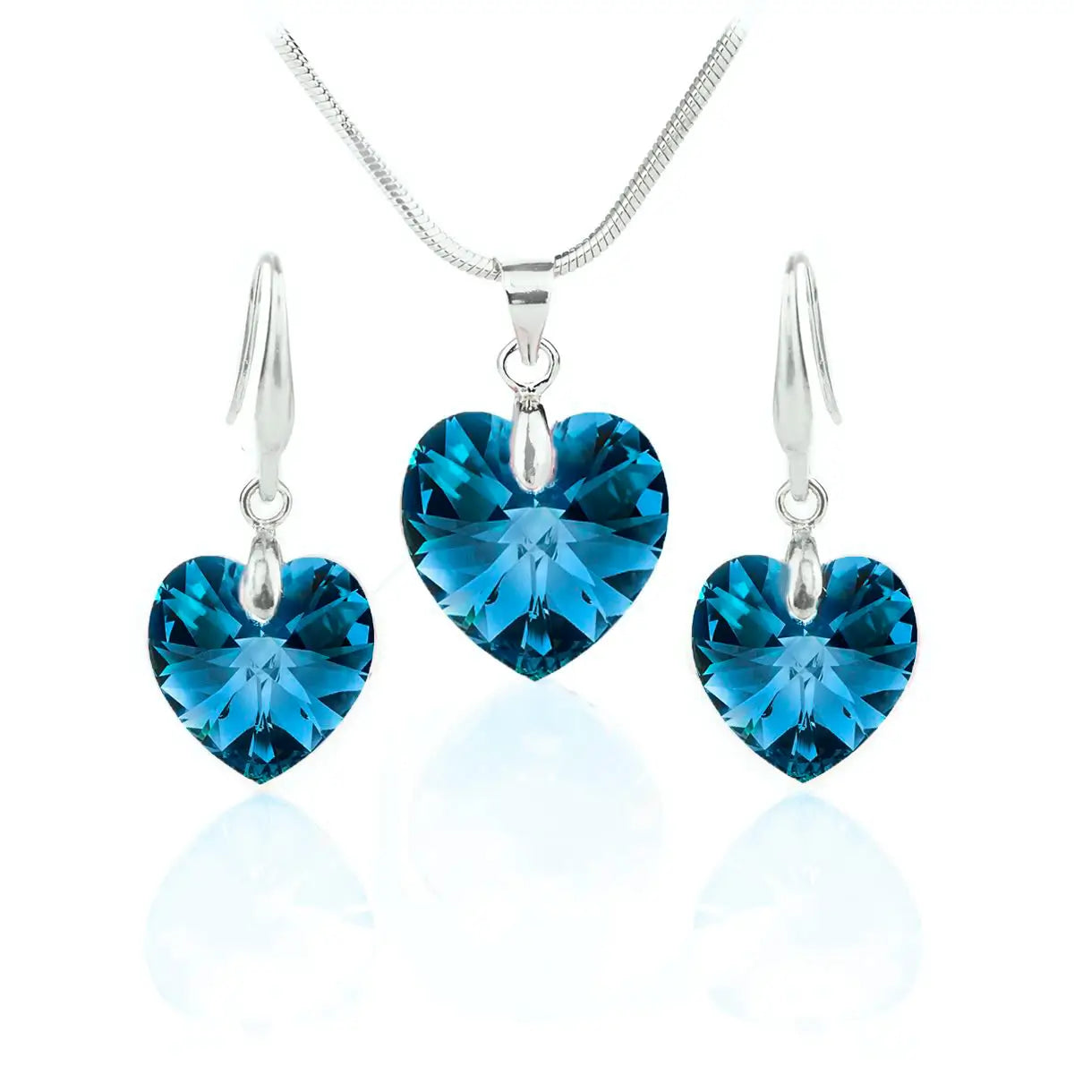 Кристален сет Сърца с австрийски кристали колие с обици 3  размера