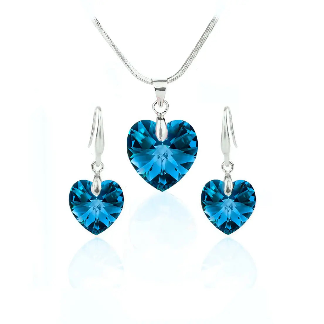 Кристален сет Сърца с австрийски кристали колие с обици 3  размера