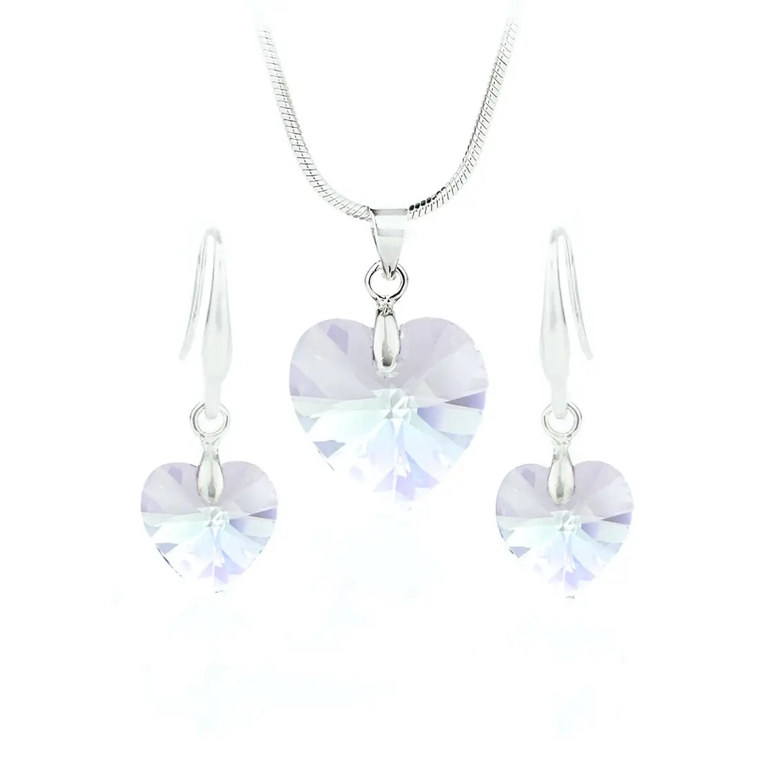 Кристален сет Сърца с австрийски кристали колие с обици 3  размера