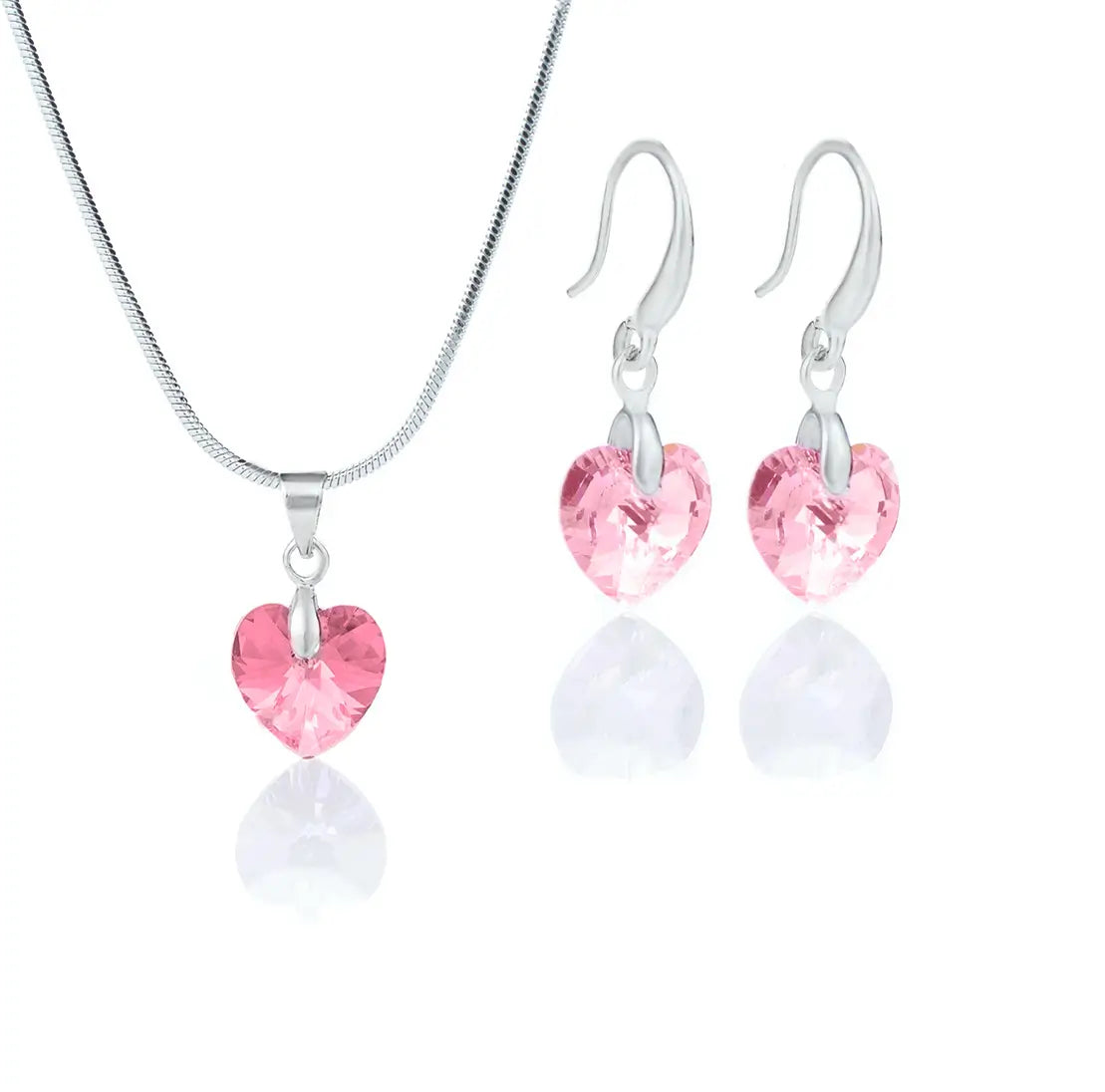Кристален сет Сърца с австрийски кристали колие с обици 3  размера