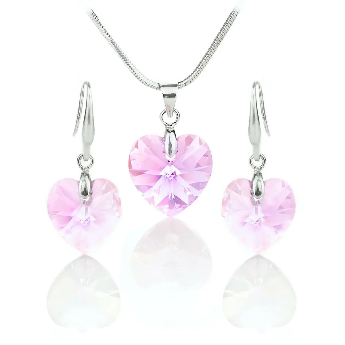 Кристален сет Сърца с австрийски кристали колие с обици 3  размера