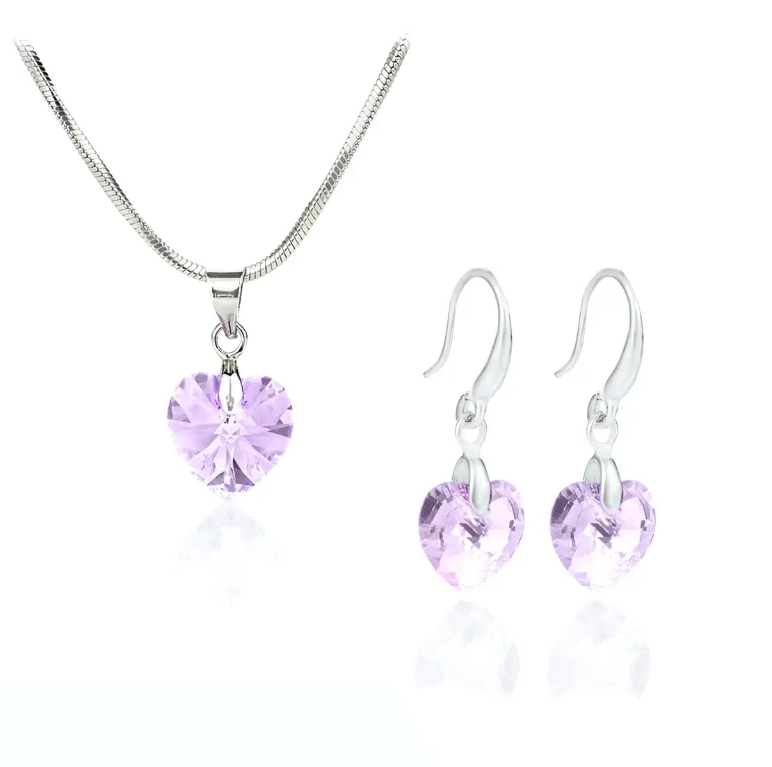Кристален сет Сърца с австрийски кристали колие с обици 3  размера